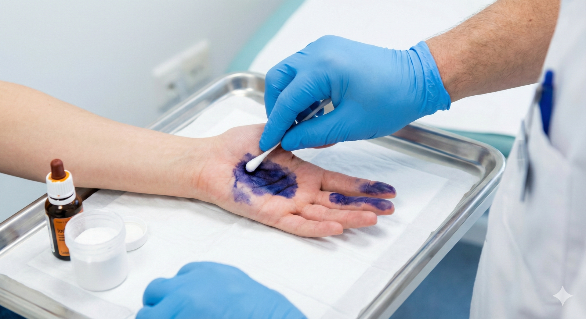 diagnostic hiperhidroză, test Minor, examen clinic, gravimetrie