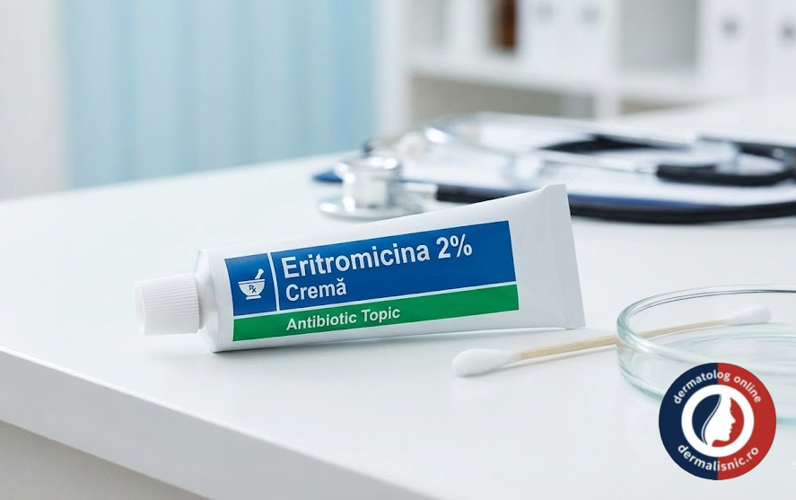 Cremă cu antibiotic pentru coșuri sub piele - Eritromicina Topical