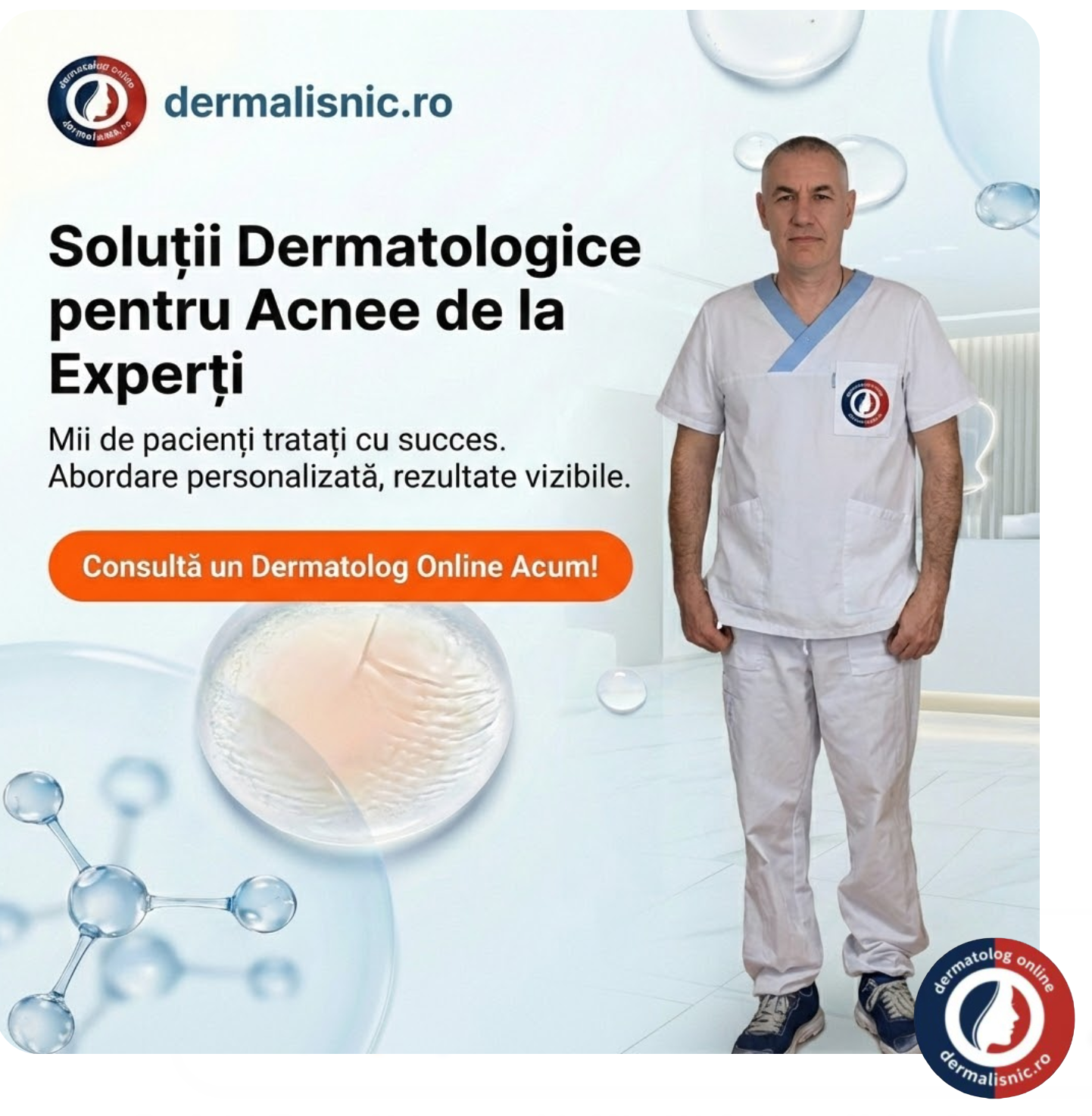 Consultație dermatologică online acnee — Dr. Vitalie Lisnic, Medic Primar Dermatolog