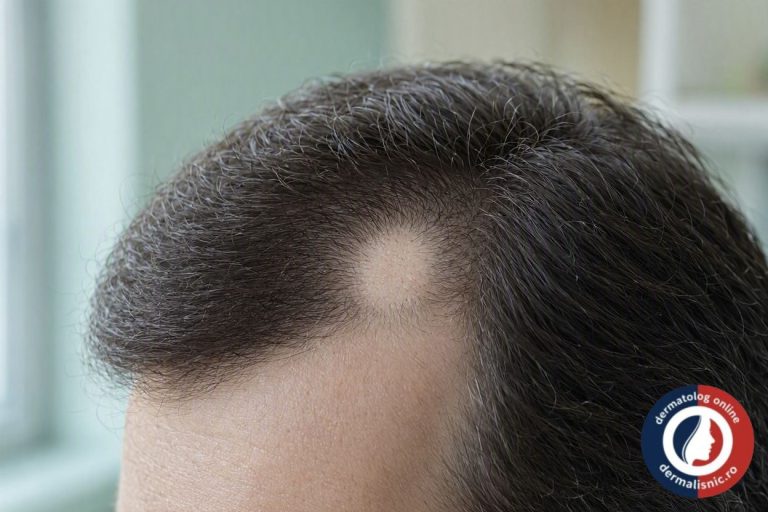 Pată rotundă de alopecia areata pe scalp - simptom principal al bolii